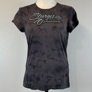Harley-Davidson Womens Brown Tie-Dye Sturgis 70th Anniversary Tee Shirt Size S